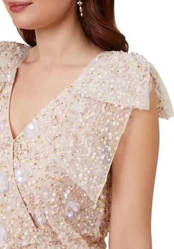 Vista 4 de Adrianna Papell Vestido de lazo con cuentas para mujer
