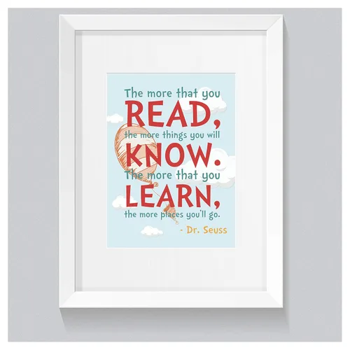 Vista 3 de Póster de cita del Dr. Seuss - Oh The Places you'll go - 16 x 20 pulgadas - Laminado - Leer Saber Aprender - Motivador - Inspirador - Mentalidad
