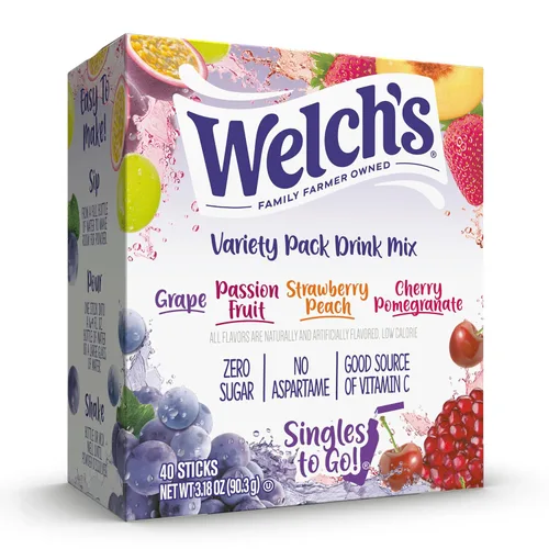 Vista 12 de Welch's Singles To Go! Paquete variado de mezcla de bebida de arándano, paquetes de sabor de agua sin azúcar, sin aspartamo, sin tintes