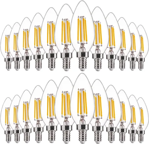 Vista 14 de FLSNT Bombillas LED ámbar para candelabros equivalentes a 40 W, bombillas LED B11 E12, 2200 K blanco cálido, regulable, 330 lm, 96 unidades UL
