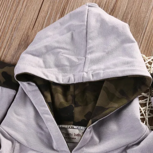 Vista 3 de Conjunto de ropa para bebé niño con capucha para otoño e invierno, pantalones de género neutro de manga larga