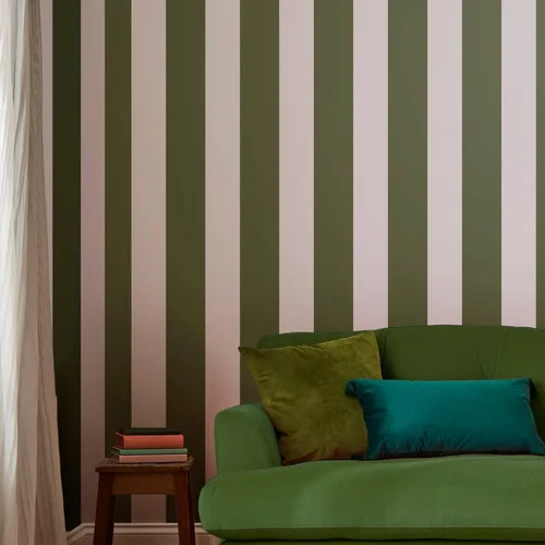 Vista 2 de Joules Harborough Stripe - Papel pintado verde oliva