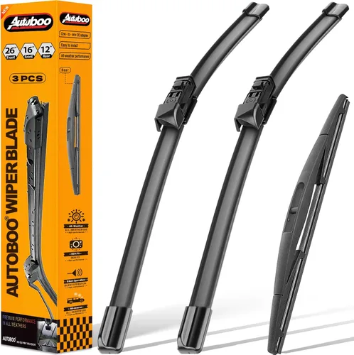 Vista 34 de AUTOBOO Limpiaparabrisas de 15 + 15 pulgadas con limpiaparabrisas trasero de 13 pulgadas de repuesto para Jeep Wrangler JK 2008-2018, Jeep Wrangler