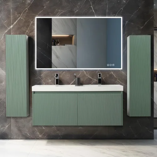 Vista 63 de Blossom Lavabo de baño de 20 pulgadas con tocador, todo en madera montado en la pared, gabinete flotante de baño con tocador con fregadero