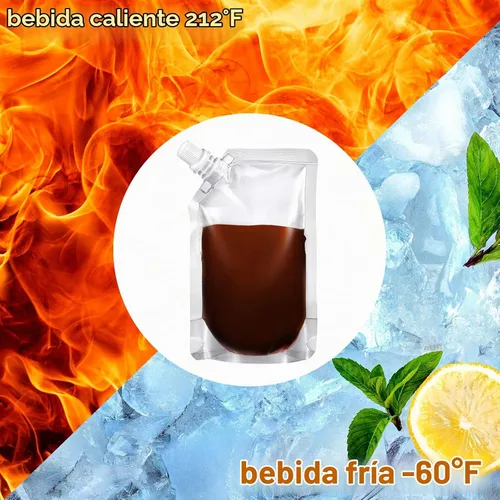 Vista 4 de 100 bolsas de plástico reutilizables a granel, bolsas de plástico transparente a prueba de fugas para jugos con embudo para suministros de fiesta