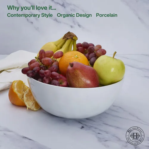 Vista 4 de Everyday White by Fitz and Floyd Organic Serve Bowl, 9 pulgadas, capacidad de 72 onzas líquidas, blanco