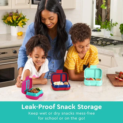 Vista 2 de Bentgo Snack para niños a prueba de fugas de 2 compartimentos estilo bento Aguamarina
