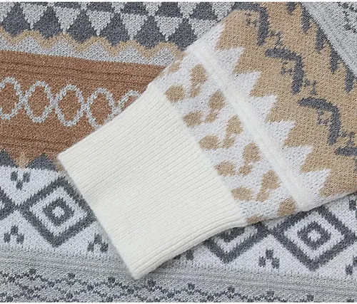 Vista 7 de Suéter de punto con estampado de rayas para mujer, estilo Y2K, para invierno, cálido, grunge, cuello redondo, tejido para abuelo, ropa Emo Alt