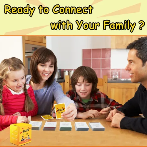 Vista 5 de Tarjetas de conversación para la familia - Generar conversaciones familiares - Juegos de cartas familiares para adultos, adolescentes y niños