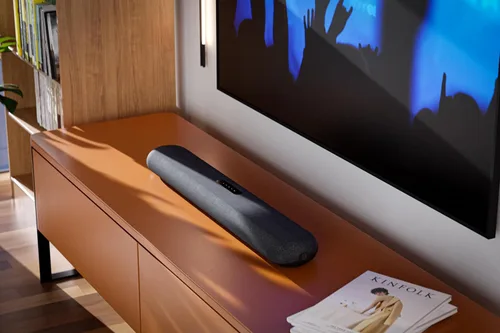 Vista 8 de Bluesound Pulse Cinema Mini, barra de sonido inalámbrica multisala 2.1 con Dolby Atmos, color negro