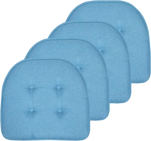 Vista 141 de Sweet Home Collection - Cojín de asiento de espuma viscoelástica y respaldo de caucho antideslizante con capitoné para silla, cojín en U, 17x16 Gris