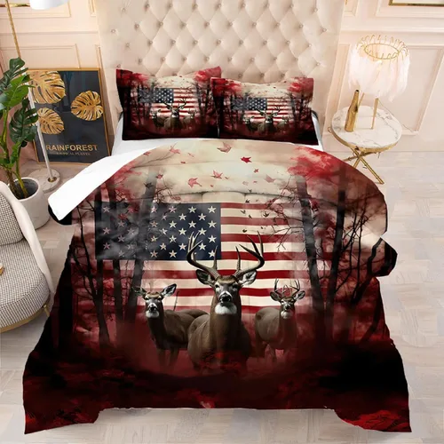 Vista 29 de kxry Juego de edredón de 250 años de Estados Unidos, tamaño individual, ropa de cama vintage de estatua de la libertad y bandera estadounidense