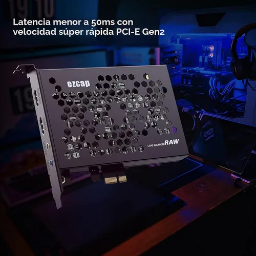 Vista 5 de Ezcap Tarjeta de captura de video PCI-E interna 4K HDMI para transmisión en vivo, juegos de PC y mezcla de sonido, compatible con Windows, Mac, PS4