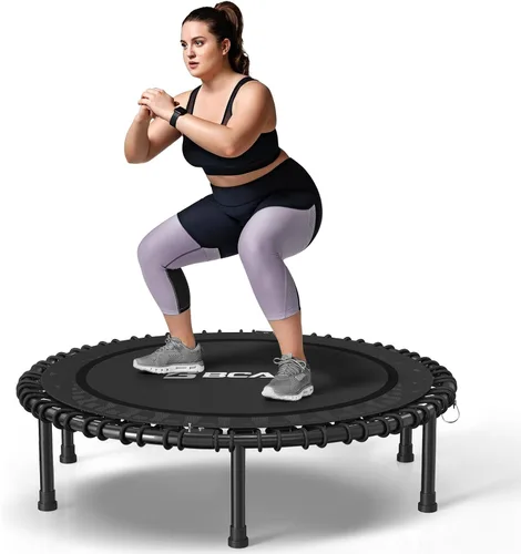 Vista 9 de BCAN 450/550LBS Mini Rebounder Trampoline for Adults, 40"/48" Foldable Fitness Trampoline with Bungees, Quiet & Stable Exercise Trampoline