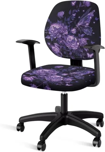 Vista 31 de Funda protectora elástica para silla de oficina con diseño de hongos artísticos, funda giratoria elástica para silla de escritorio, adecuada
