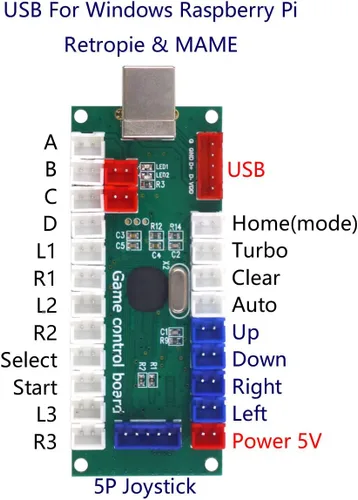 Vista 2 de Juego de arcada USB codificador cero retardo Arcade botón Joystick controlador para PC Raspberry Pi MAME