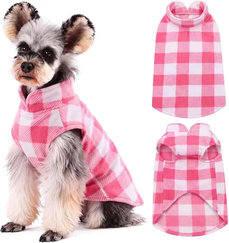 Vista 16 de Kuoser Chaleco de vellón para perro, suéter a cuadros para perro con Rojo Plaid