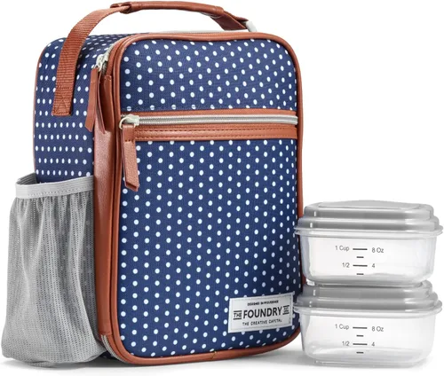 Vista 12 de Fit & Fresh Thayer - Bolsa de almuerzo aislada con 2 recipientes de alimentos, lonchera reutilizable, mini bolsa enfriadora, perfecta
