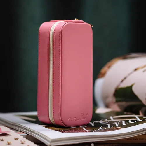 Vista 7 de SANQIANWAN Pequeña caja organizadora de viaje de joyería con estuche portátil de cuero sintético para collares, anillos, aretes, regalos para novia