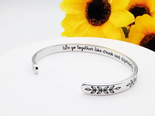 Vista 174 de Pulseras inspiradoras para mujer, joyería de acero inoxidable, con refranes, pulsera motivacional con mensaje oculto, pulseras grabadas para mejor