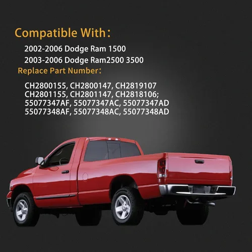 Vista 6 de Ensamble de luz trasera MiKaFex compatible con Dodge Ram 1500 2002-2006 2003-2006 Dodge Ram 2500 3500 Pickup luces traseras del lado del conductor