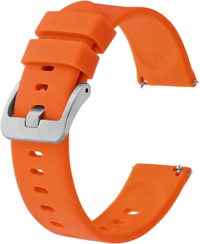 Vista 40 de BISONSTRAP Correas de reloj de silicona, correas de reloj delgadas con liberación rápida, 0.787 in, negro con hebilla negra
