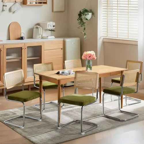 Vista 20 de Cesca - Juego de 2 sillas de comedor con respaldo de caña de ratán natural