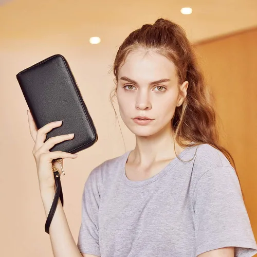 Vista 6 de CLUCI Paquetes de monederos y cartera para mujer, bolsos de cuero vegano.., plateado