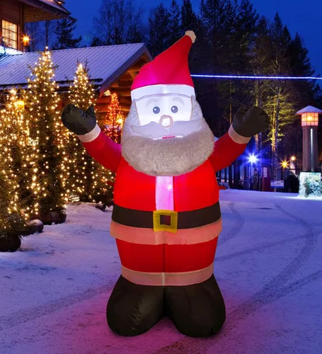 Vista 3 de AJY - Papá Noel inflable de 4 pies con luces LED para interior y exterior, decoración navideña linda y divertida para fiestas, exhibición de fiesta