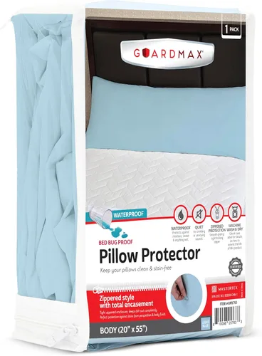 Vista 23 de Guardmax - Protector de almohada resistente al agua y a prueba de chinches - Con zipper - Juego de 2 - Silencioso, Poliuretano, Blanco, Estándar