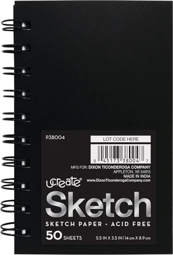 Vista 12 de UCreate Cuaderno de bocetos con cubierta de polietileno, peso pesado, 6 x 9 pulgadas, negro, 75 hojas