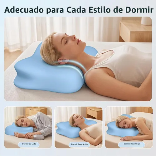 Vista 6 de Almohada cervical para aliviar el dolor de cuello, almohada cervical de espuma viscoelástica para dormir, almohadas ergonómicas para dormir de lado