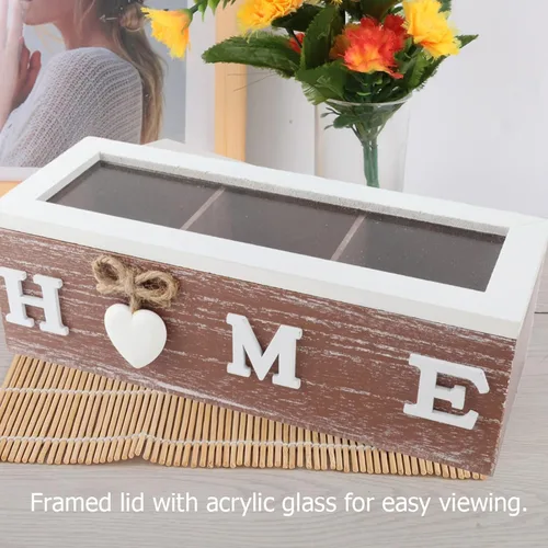 Vista 2 de Tea Bag Organizer Storage Box with Acrylic Lid (Three grids)