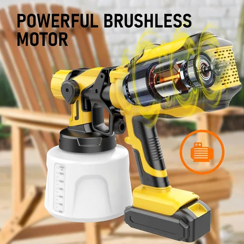 Vista 4 de Pulverizador de pintura inalámbrico compatible con batería Dewalt de 20 V MAX (sin batería), pistola de pintura eléctrica con 4 boquillas y 3