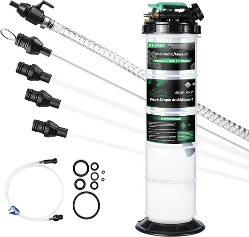 Vista 8 de Extractor de líquido neumático manual de 5.3 L, extractor de bomba de vacío de cambio de aceite con 5 tubos y una manguera de purga de frenos