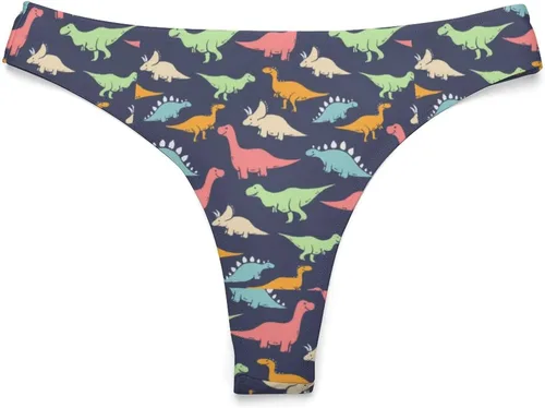 Vista 5 de BAIKUTOUAN Tanga de ropa interior de dinosaurio de colores para mujer, sexy, transpirable, espalda en T