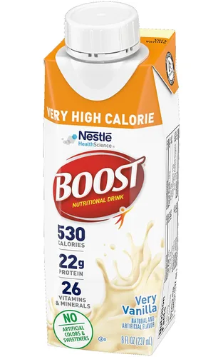 Vista 5 de Boost Bebida nutricional completa de calorías, muy alta, caja de vainilla, 8 onzas, paquete de 27