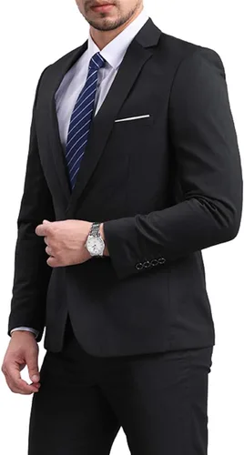 Vista 5 de YffushiBlazer para hombre, saco elegante para hombre, talla ajustada, de un botón, casualfiesta