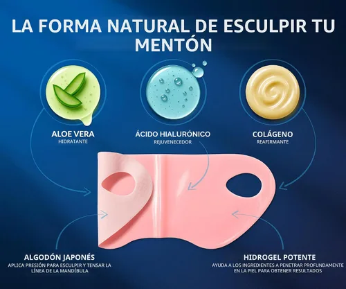 Vista 6 de Mascarilla facial moldeadora de contorno facial, con hidrogel de colágeno y aloe vera, banda antienvejecimiento y antiarrugas, disminuye la doble