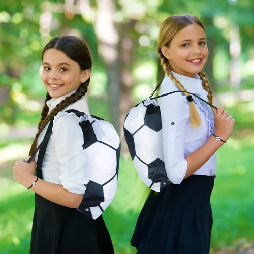 Vista 7 de Reginary 18 bolsas de fútbol con cordón y 18 pulseras de fútbol a granel, bolsas de regalos de fútbol, mochila con cordón ajustable, trenzada