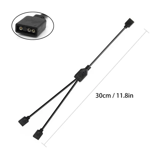 Vista 3 de Cable Divisor ARGB, Cable de Extensión Divisor RGB Direccionable de 1 a 2 Hembra a Hembra 5V 3 Pines Cable de Sincronización LED ARGB para Extender
