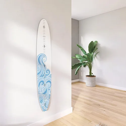 Vista 3 de HEADWATERS STUDIO Tabla de crecimiento de decoración de pared de tabla de surf de madera - Blue Wave