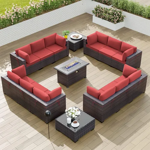Vista 14 de Kullavik - Juego de muebles para exterior de 6 piezas con sofá modular de ratán de polietileno, color negro