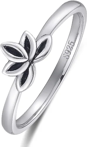 Vista 3 de Womens Lotus Flower Rings Simple Rings 925 Sterling Silver Rings Womens Stacking Rings Vintage Statement Rings Size 5-9