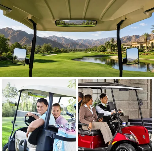 Vista 7 de Los espejos para carrito de golf contienen espejos laterales plegables y espejo retrovisor universal para Club Car DS Precedent/EZGO TXT RXV/Yamaha