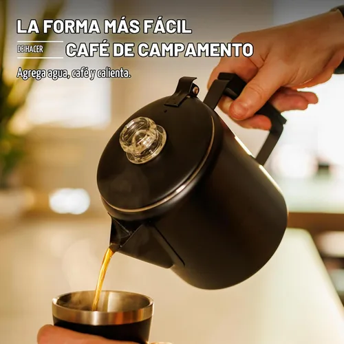 Vista 7 de COLETTI Bozeman Negra Cafetera Percoladora — Cafetera de Camping — La Cafetera Percoladora Más Elegante de América – SIN Aluminio ni Plástico