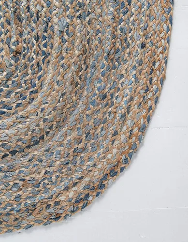 Vista 7 de Unique Loom Trenzado Chindi Collection - Alfombra ovalada azul moderna casual (2 pies x 3 pies)
