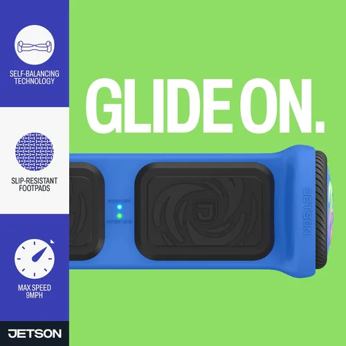 Vista 3 de Jetson Axis - Tabla de gravedad iluminada, tabla de montar eléctrica autoequilibrada para niños con ruedas iluminadas LED, altavoz Bluetooth