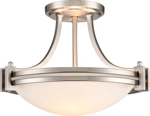 Vista 9 de Lámpara de techo de montaje empotrado moderna de oro 12 pulgadas lámpara de techo de vidrio lechoso 2 luces lámpara de techo de latón