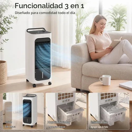 Vista 3 de HOMCOM 26" Evaporative Air Cooler 3-in-1 Ice Cooling Fan with Remote White